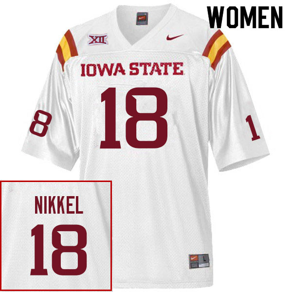 Women #18 Ben Nikkel Iowa State Cyclones College Football Jerseys Sale-White